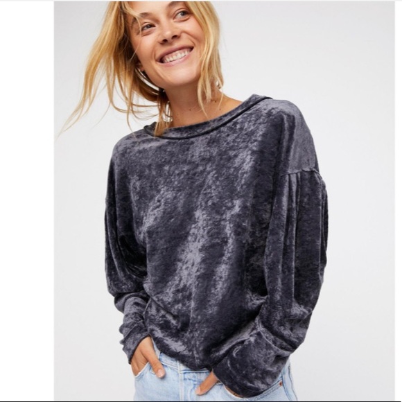 Free People Sweaters - New grey crushed velvet Free People sweater